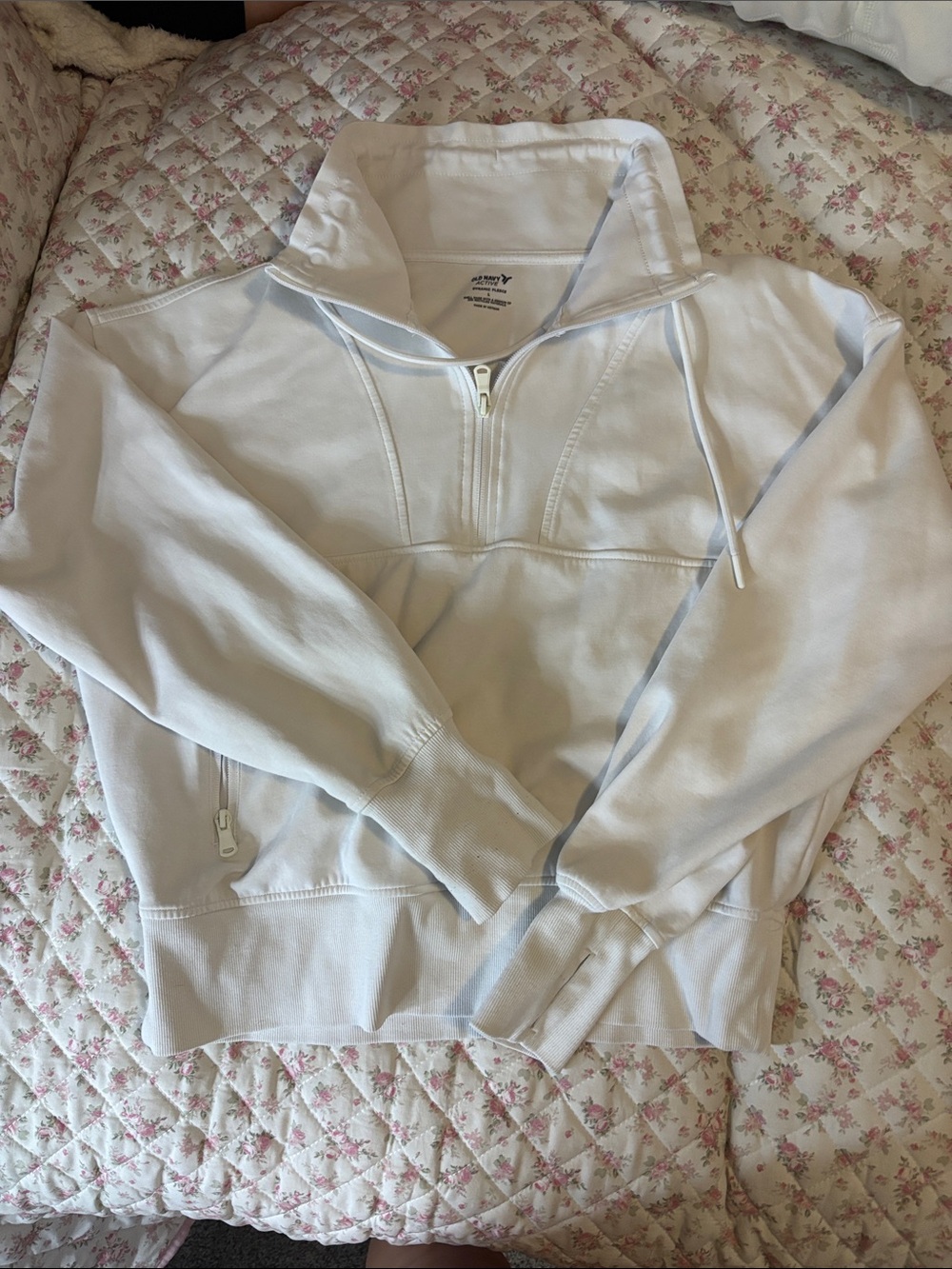 Old Navy White Half-Zip Pullover Hoodie